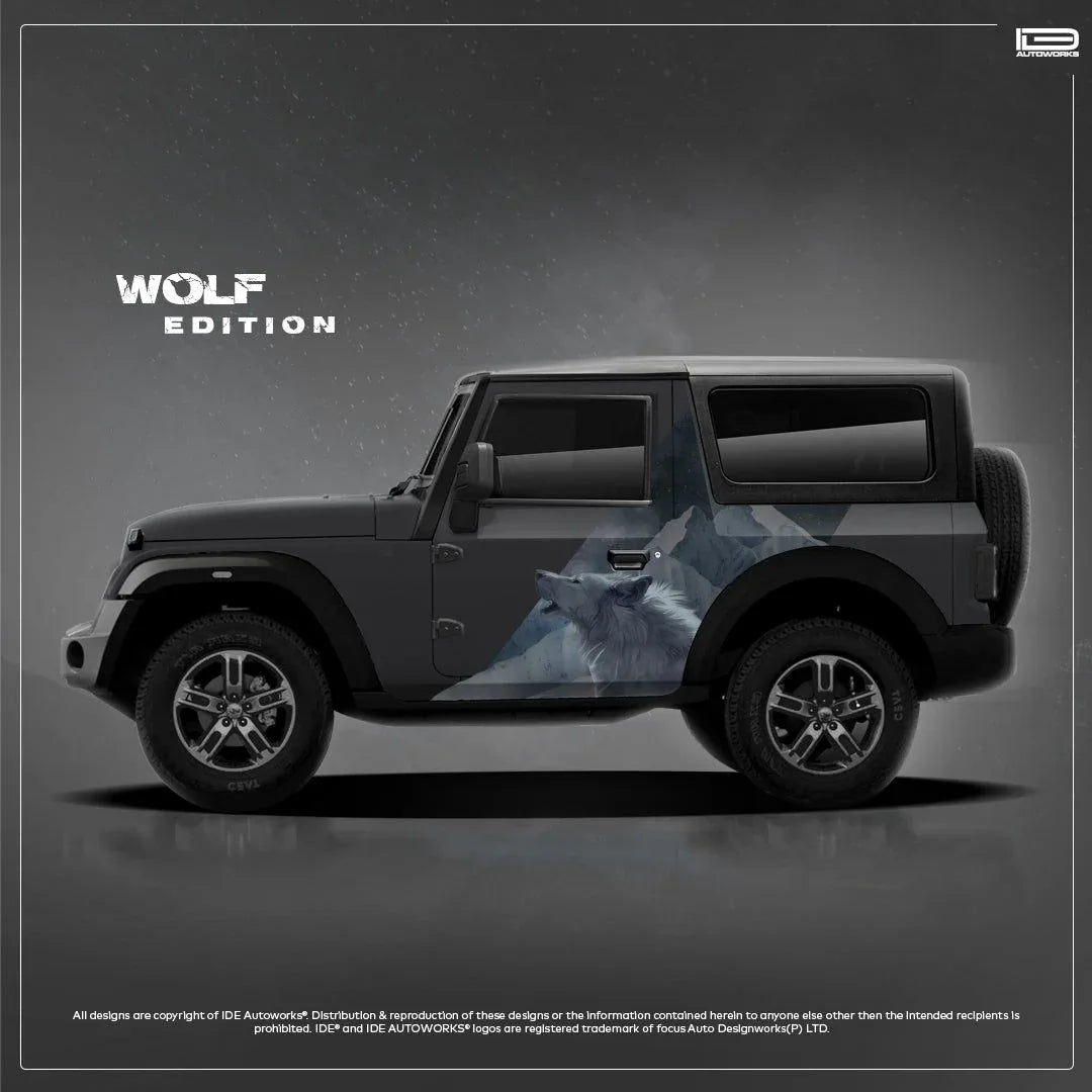 Wolf Edition Graphics for Mahindra Thar grey