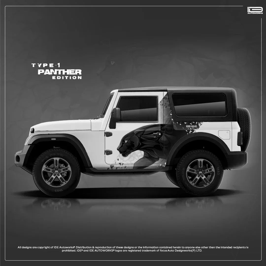 Panther Edition Graphics for Mahindra Thar white