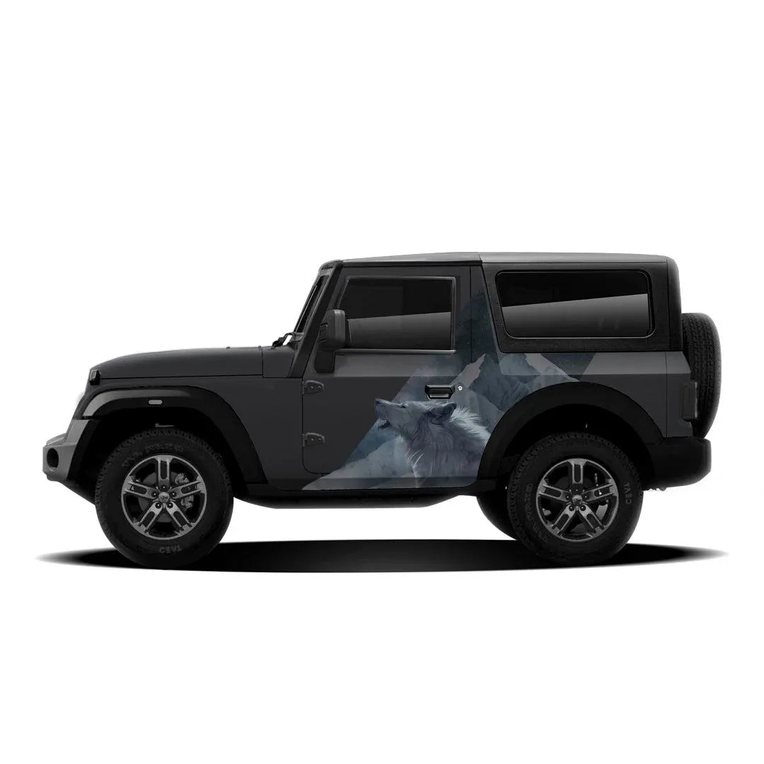 Wolf Edition Graphics for Mahindra Thar grey