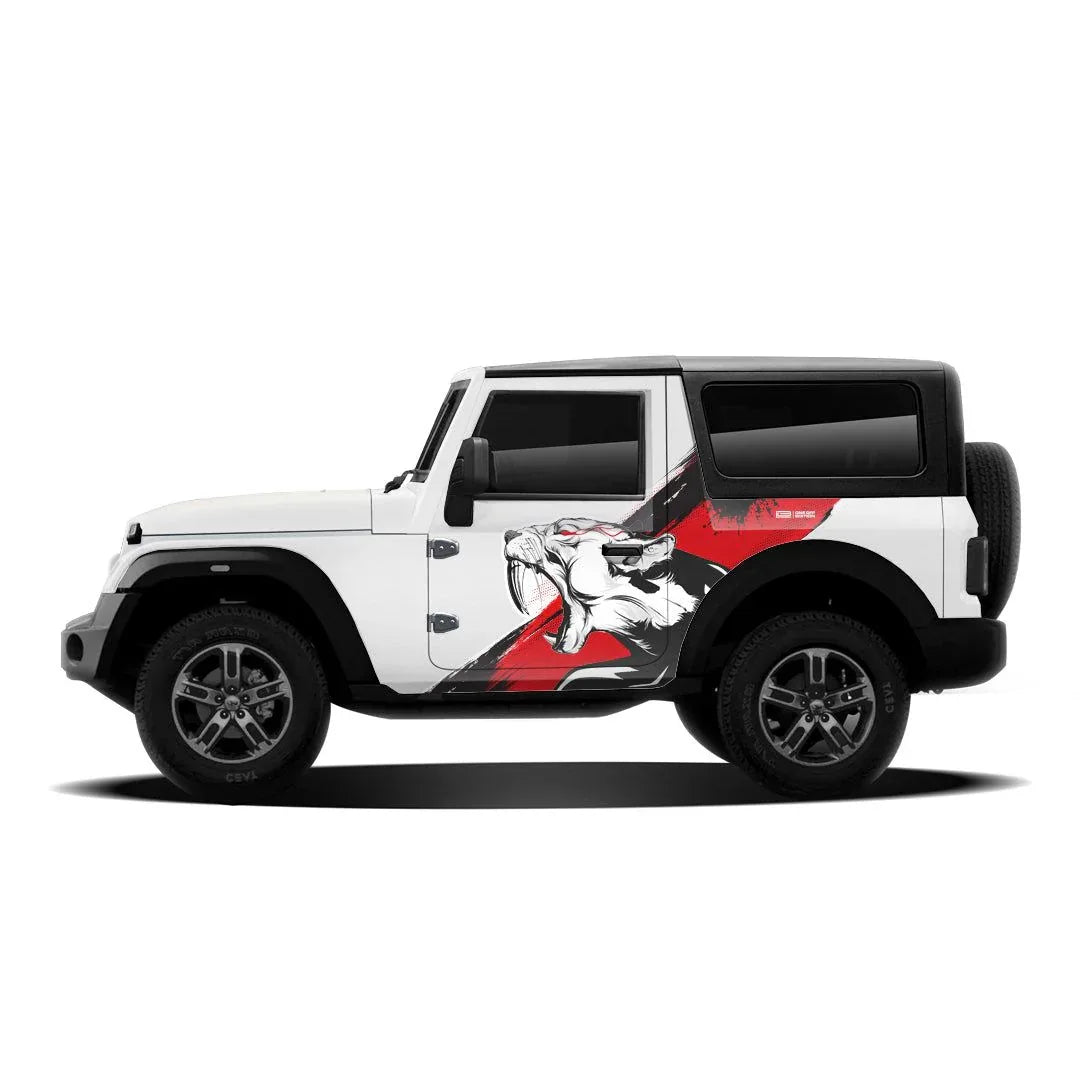 Tiger Edition Graphics for Mahindra Thar white