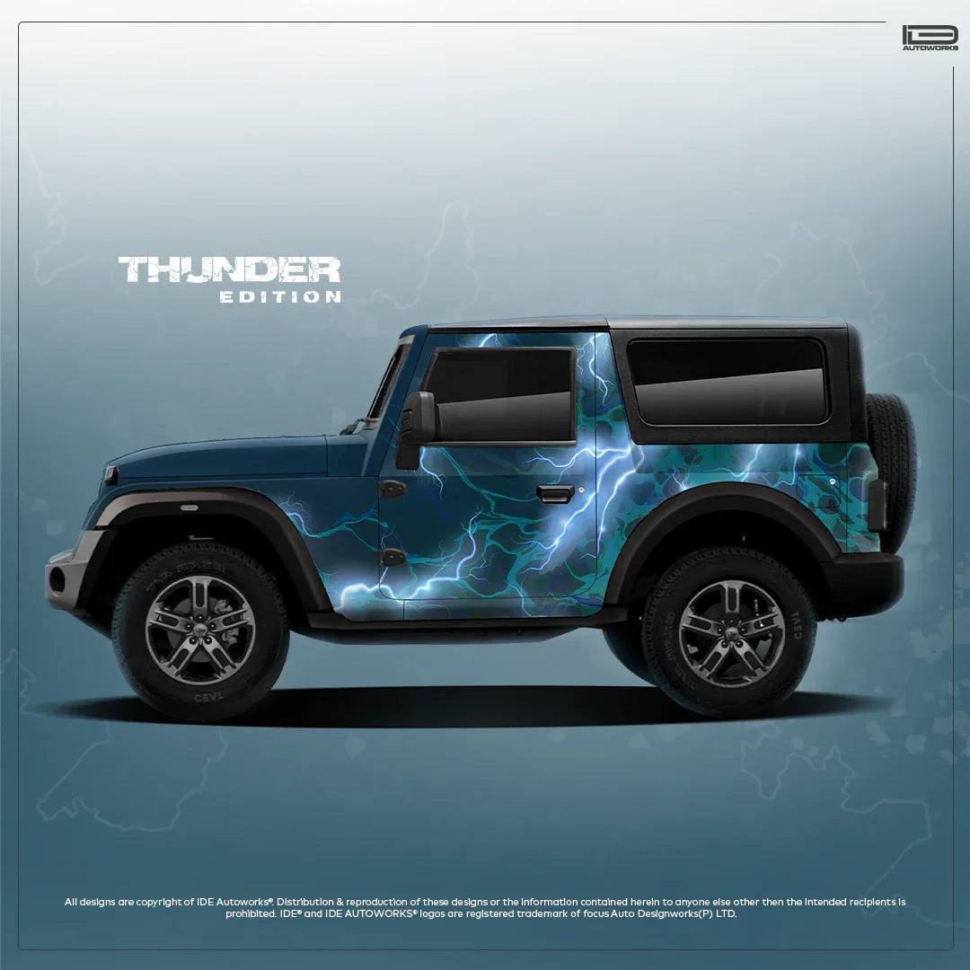 Thunder Edition Graphics for Mahindra Thar blue