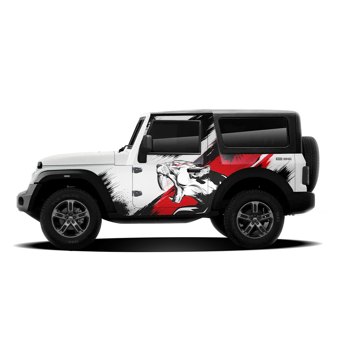 Tiger Edition Graphics for Mahindra Thar white