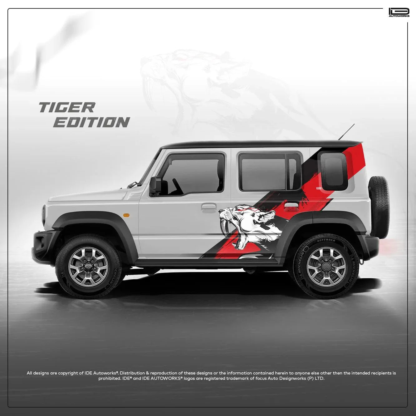 Tiger Edition Graphics for Maruti Suzuki Jimny white