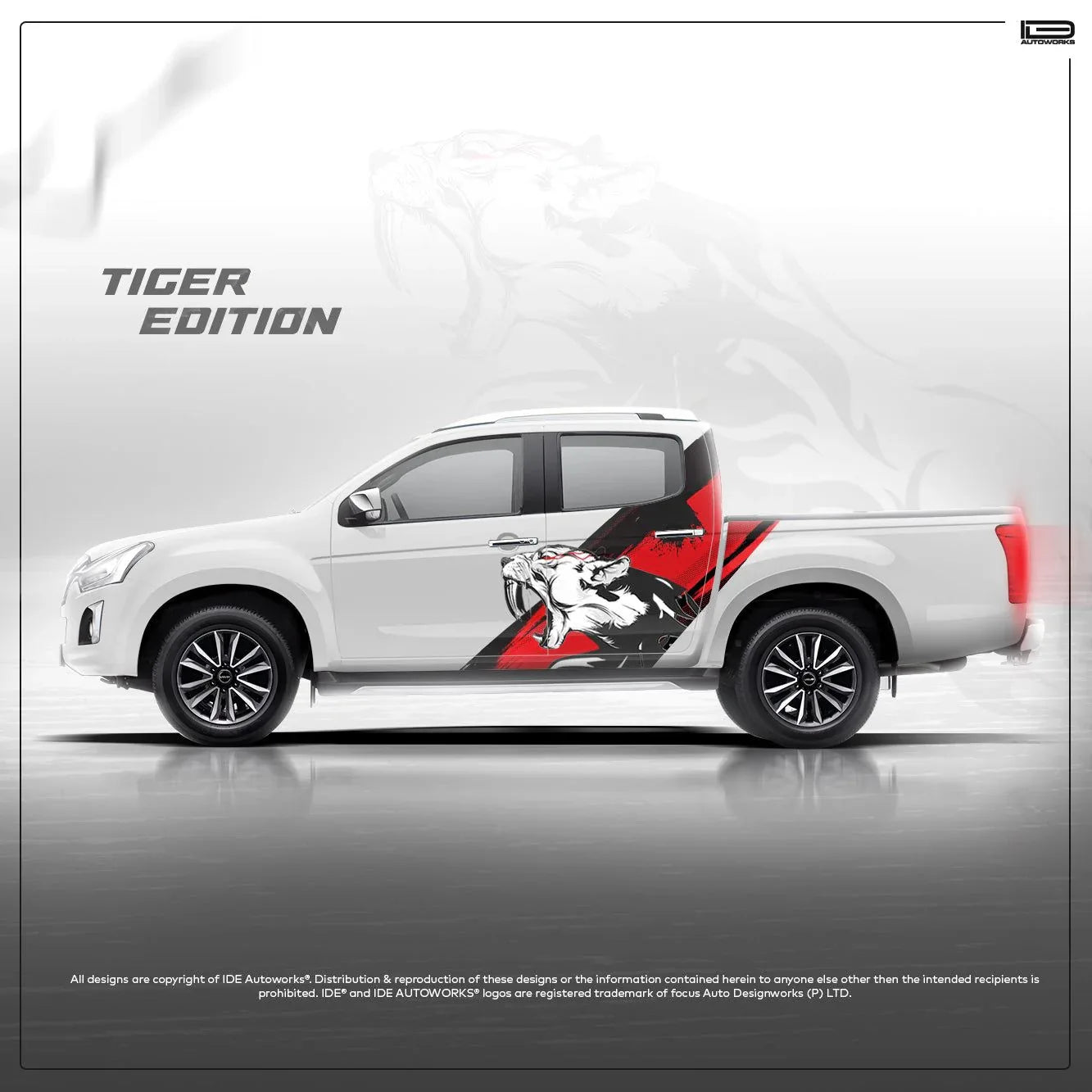 Tiger Edition Graphics for Isuzu V Cross white