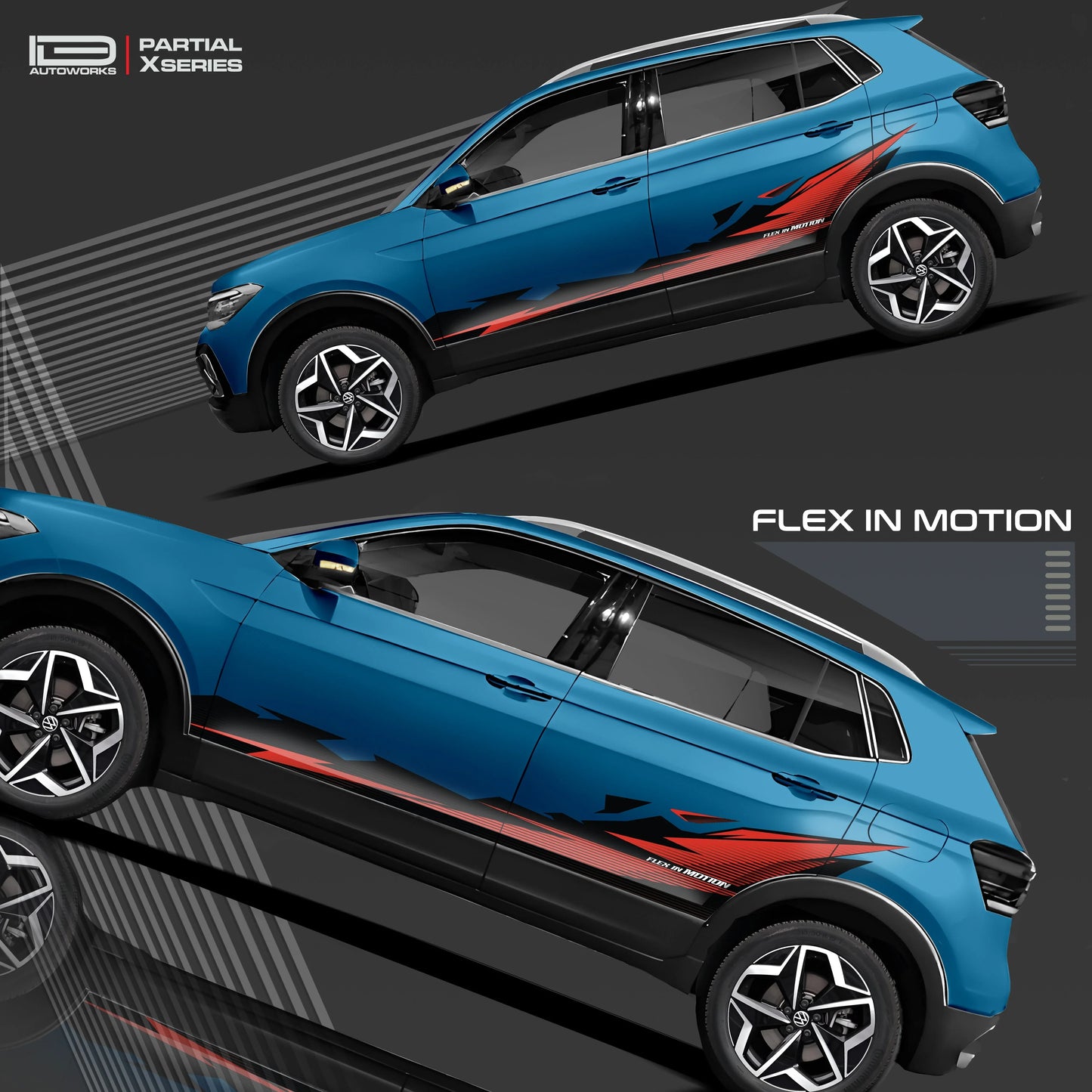 Flex in Motion Edition Graphics for VW Taigun blue
