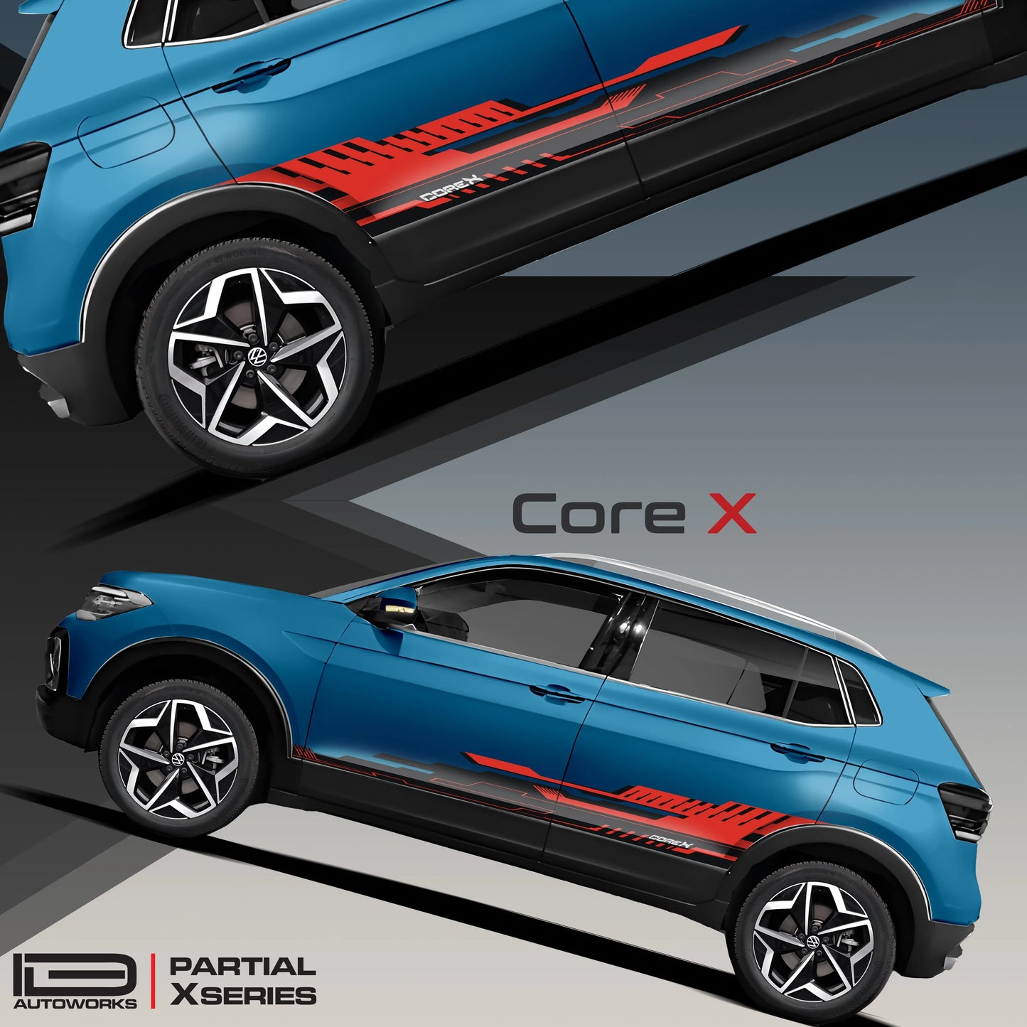 CoreX Edition Graphics for VW Taigun blue