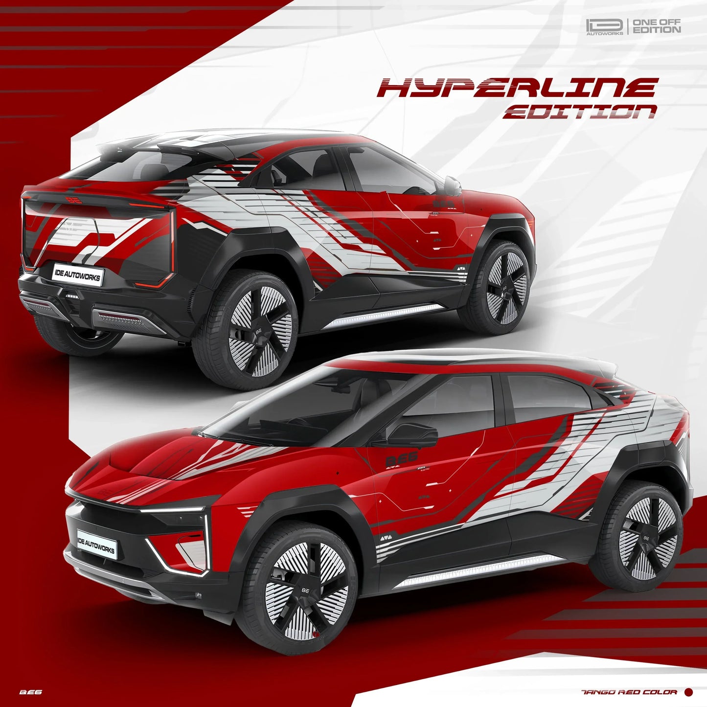 Hyperline Edition Graphics for Mahindra BE6 red