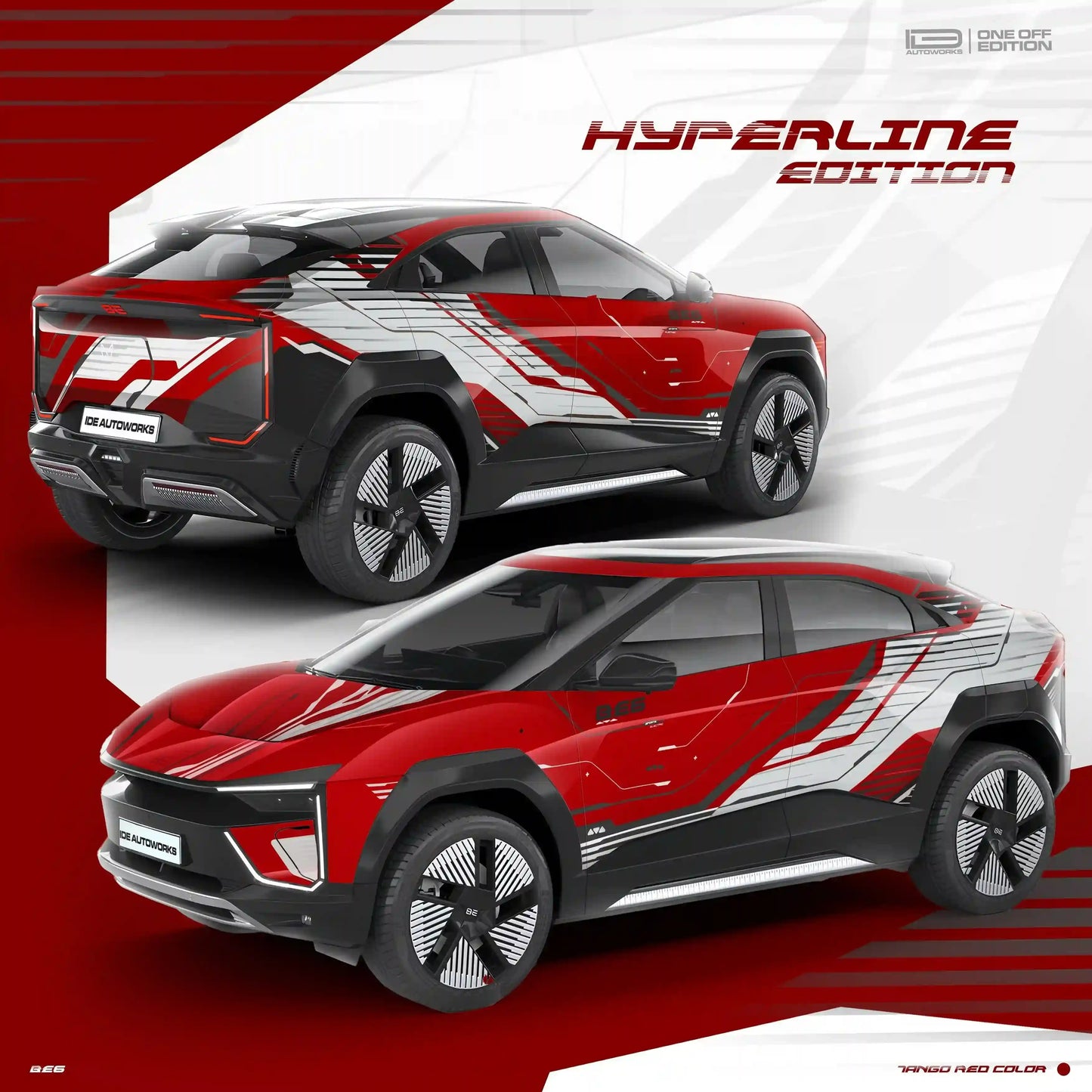 Hyperline Edition Graphics for Mahindra BE6 white