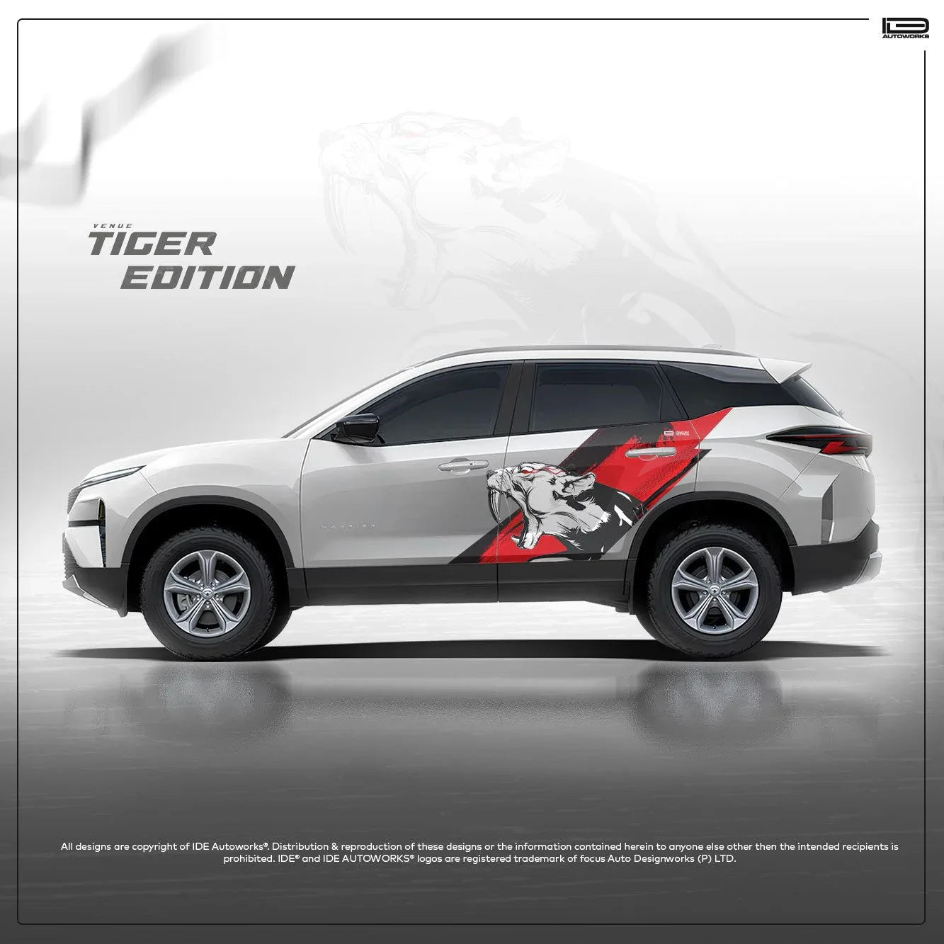 Tiger Edition Graphics for Tata Harrier white