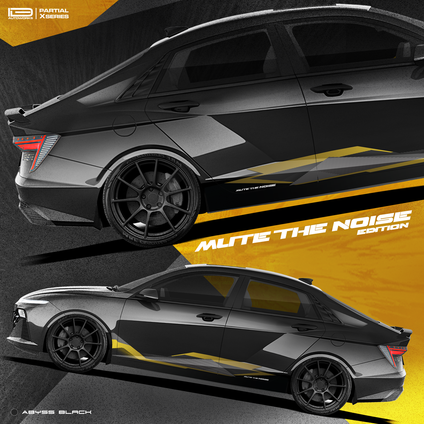 Hyundai Verna Vinyl Graphics - Partial X Series Mute the Noise