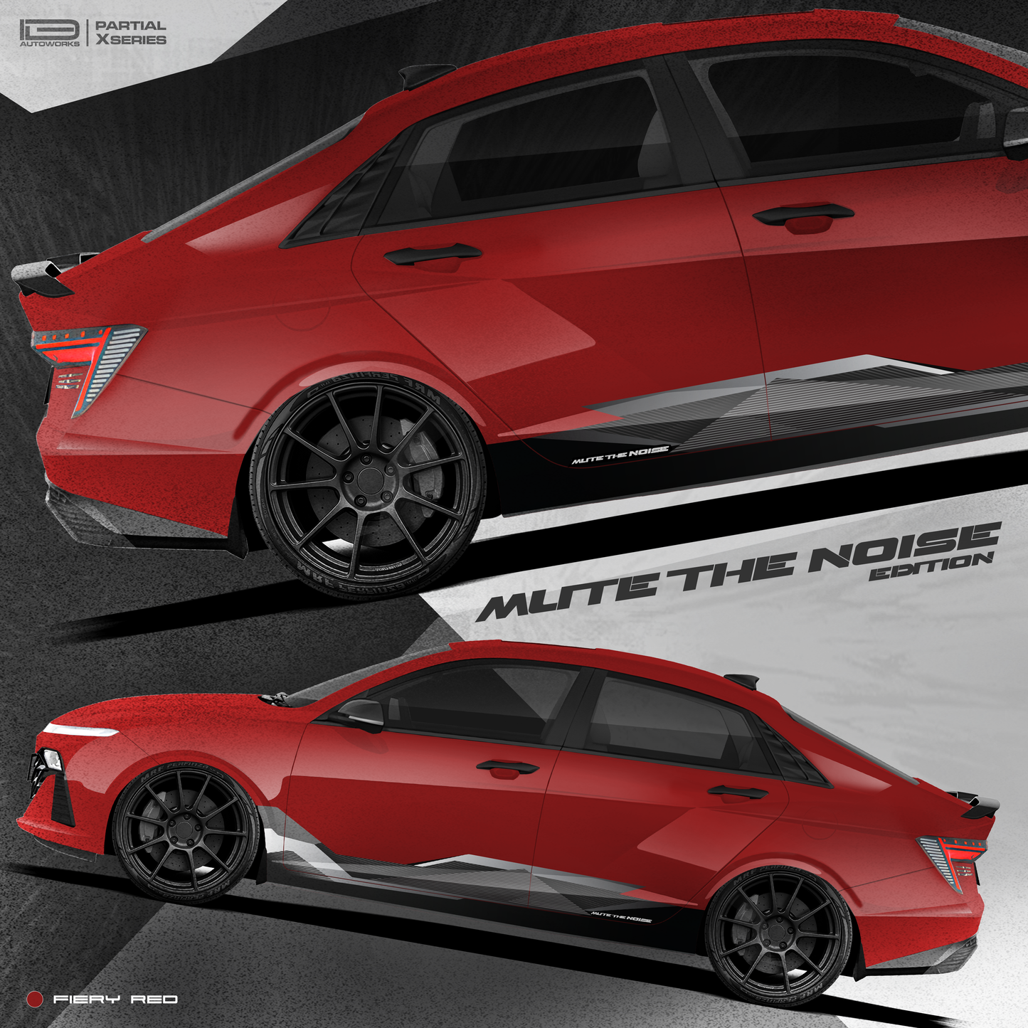 Hyundai Verna Vinyl Graphics - Partial X Series Mute the Noise