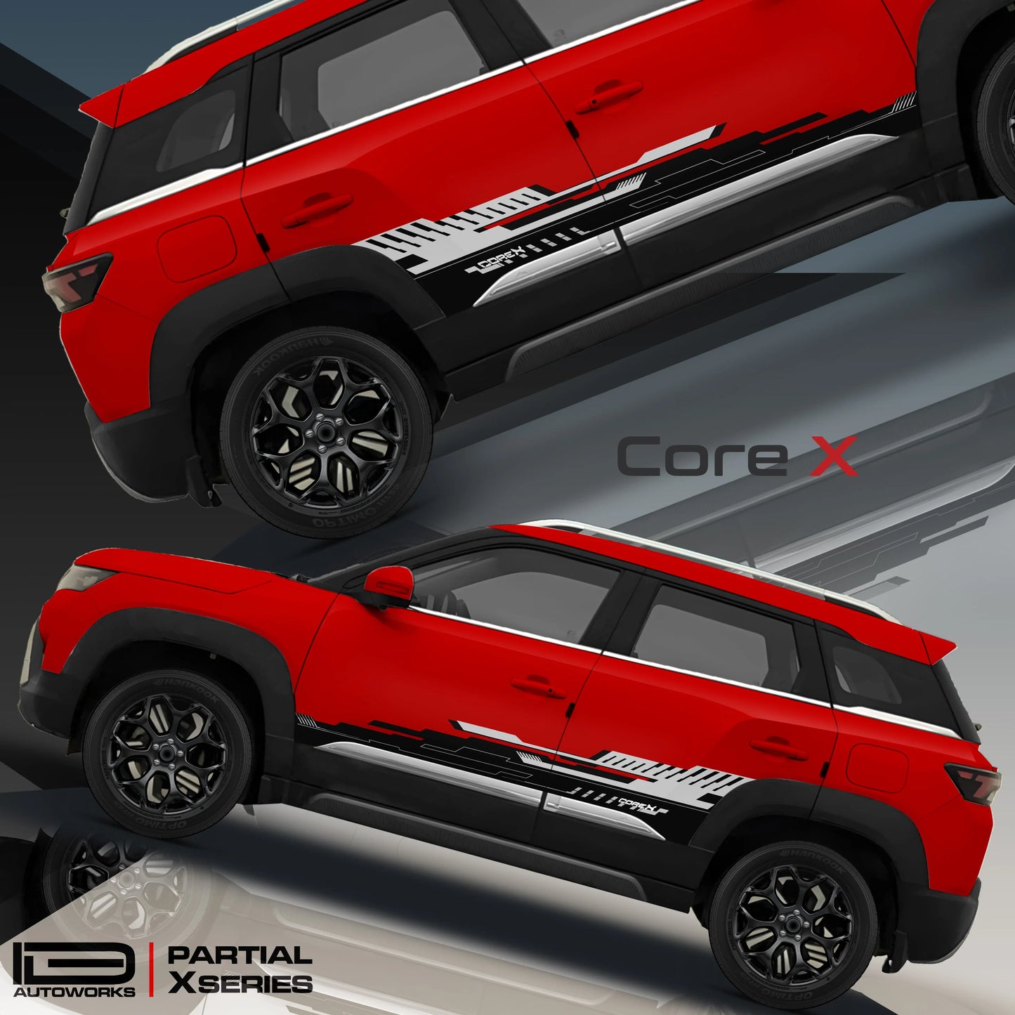 CoreX Edition Graphics for Maruti Suzuki Brezza red