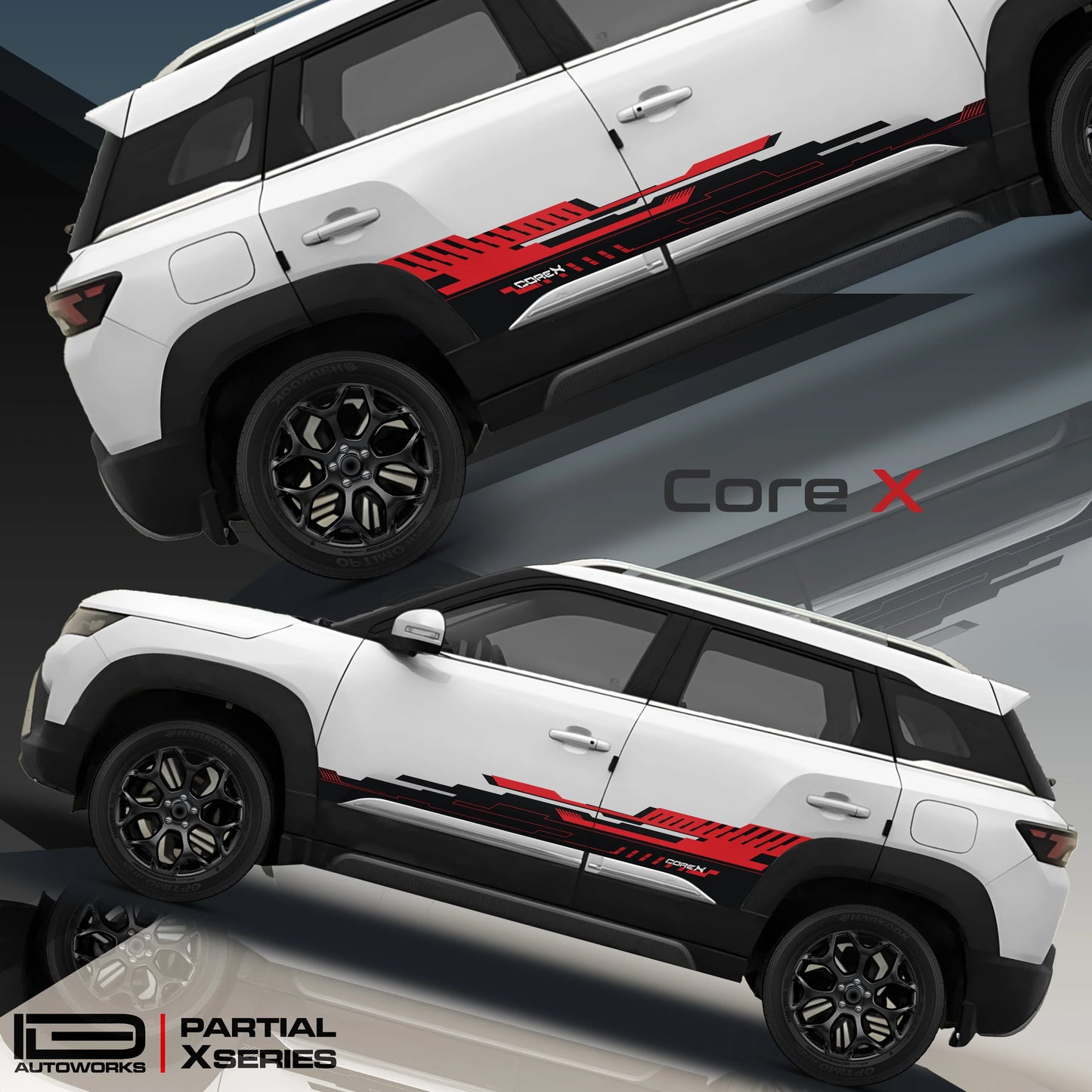 CoreX Edition Graphics for Maruti Suzuki Brezza white