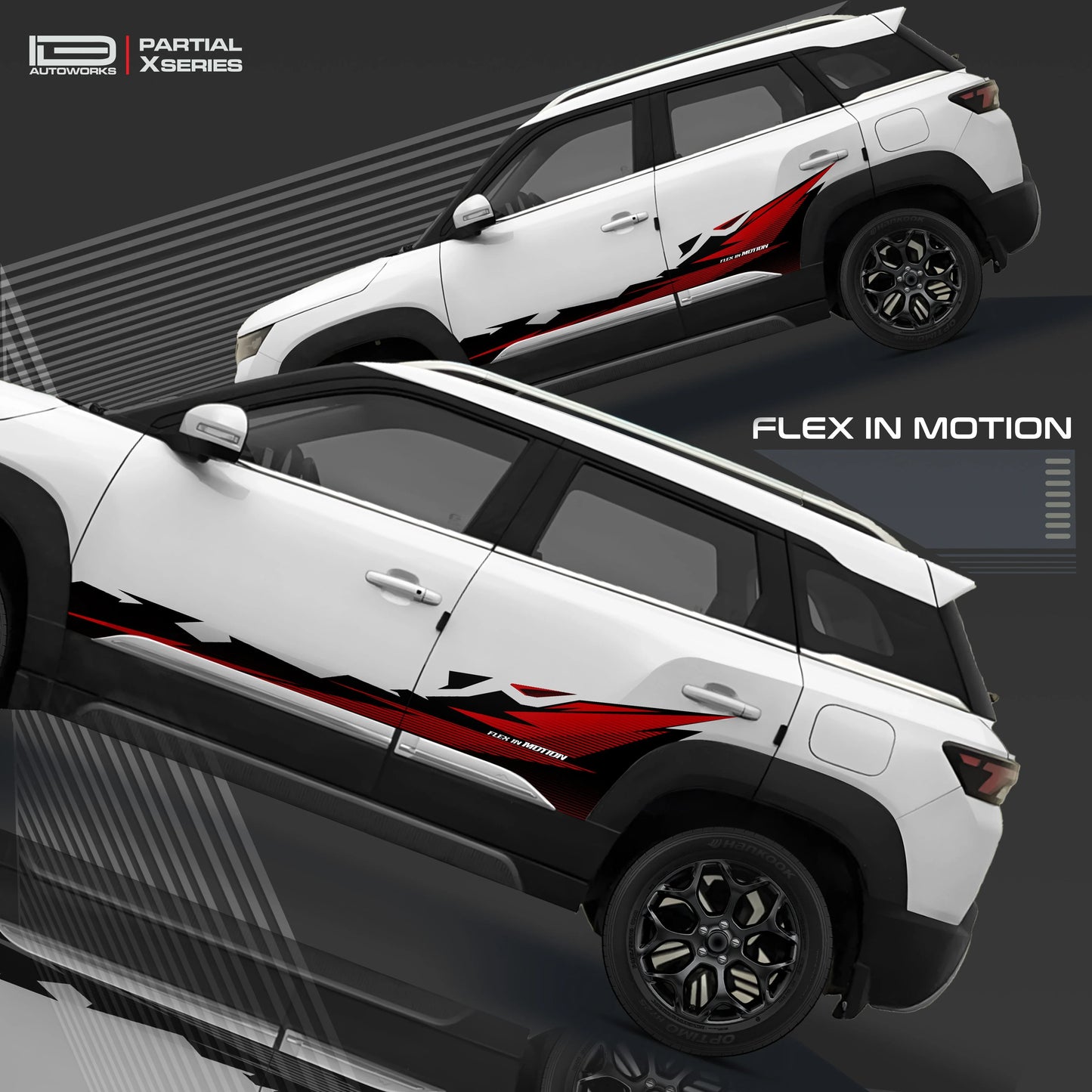 Flex in Motion Edition Graphics for Maruti Brezza white