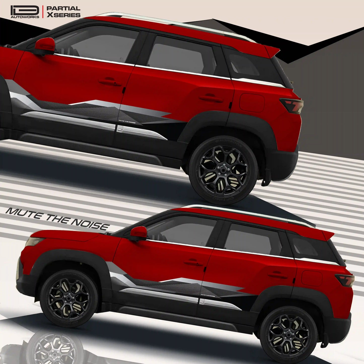 Mute The Noise Edition Graphics for Maruti Brezza white