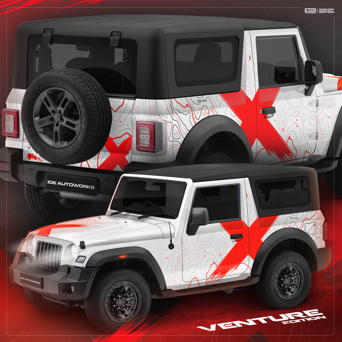 VentureX Edition Graphics for Mahindra Thar white