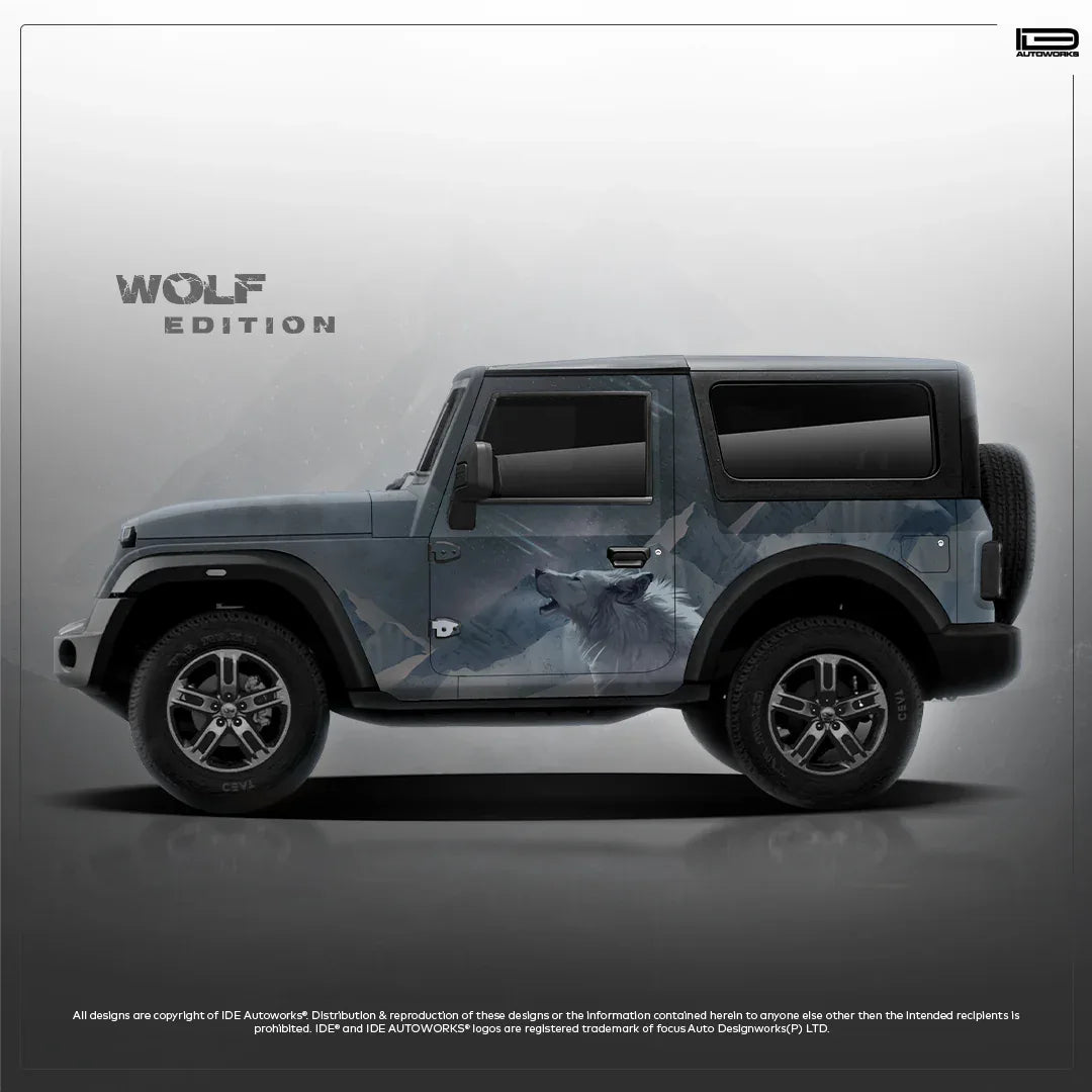 Wolf Edition Graphics for Mahindra Thar grey