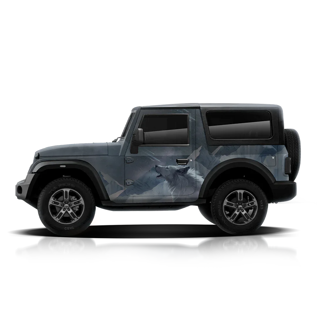 Wolf Edition Graphics for Mahindra Thar grey