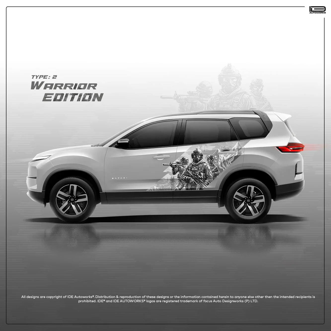 Warrior Edition Graphics for Tata Safari white