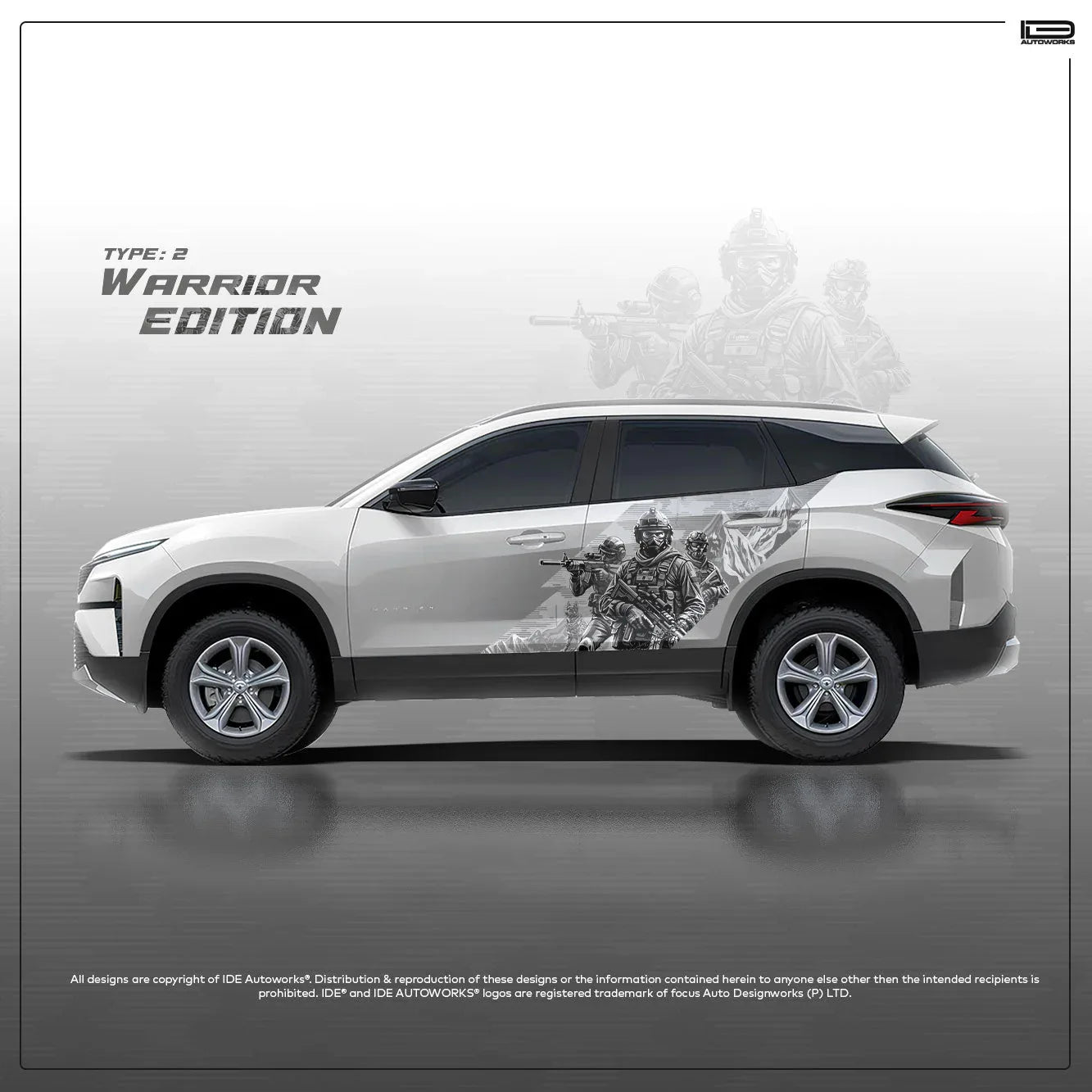 Warrior Edition Graphics for Tata Harrier white