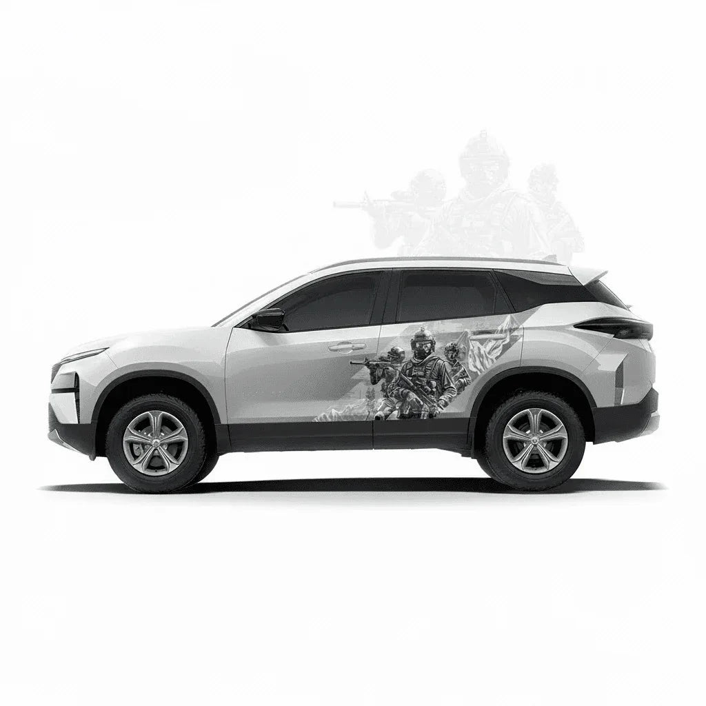 Warrior Edition Graphics for Tata Harrier white