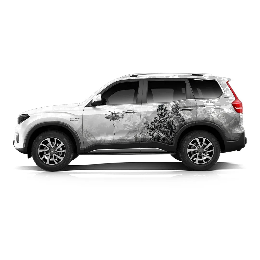 Warrior Edition Graphics for Mahindra Scorpio N white