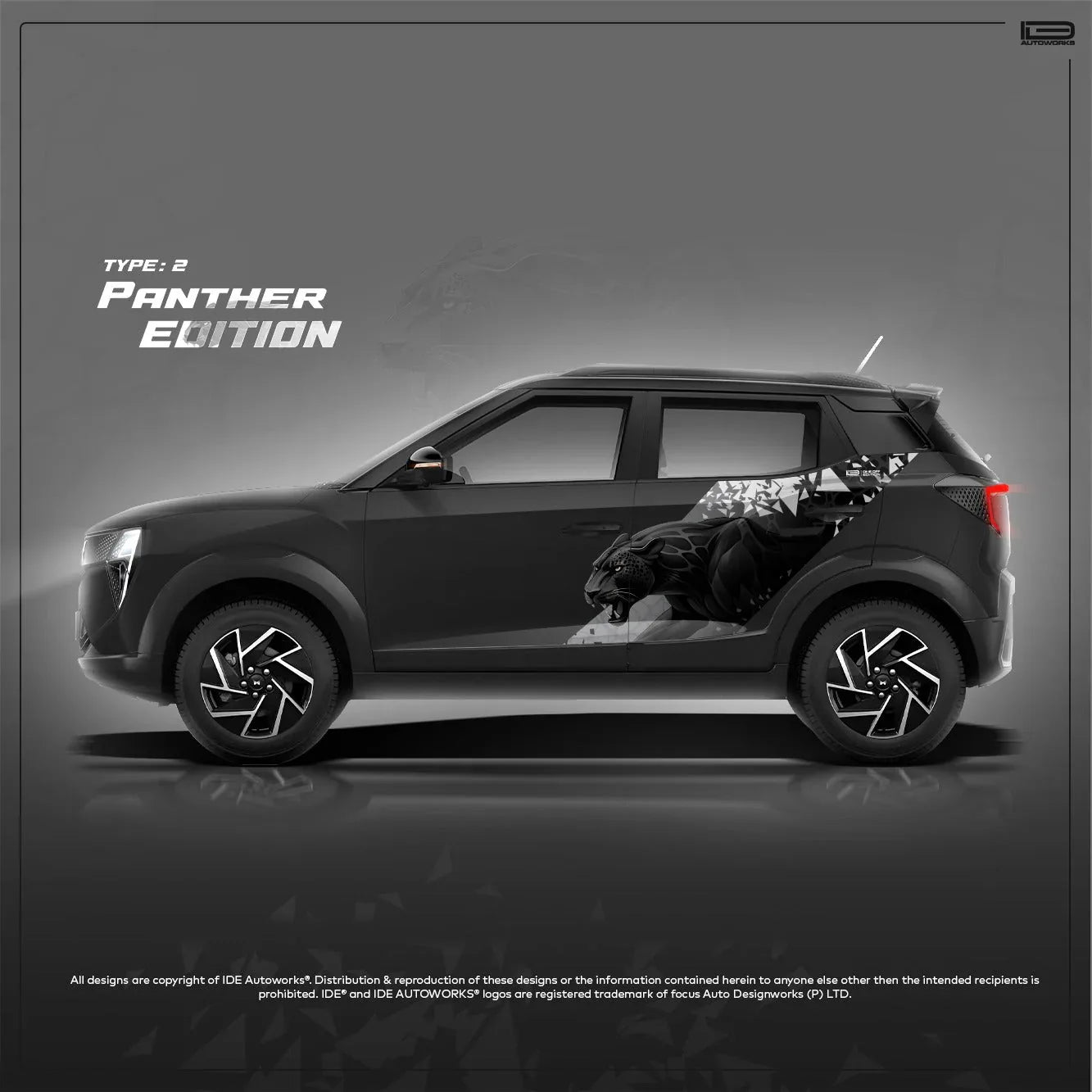 Panther Edition Car Graphics for Mahindra 3XO black