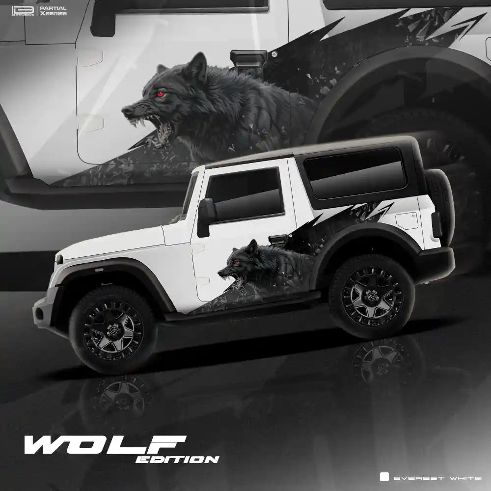 Wolf Edition Graphics for Mahindra Thar White IDE Partial X Series