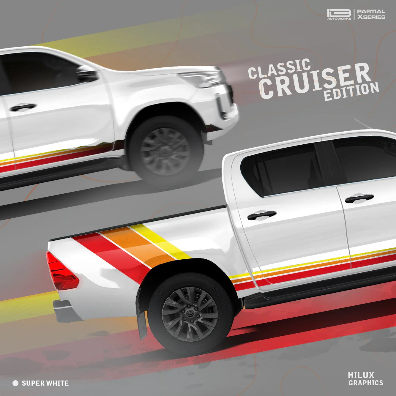 Classic Cruiser Edition Side Graphics for Toyota Hilux white
