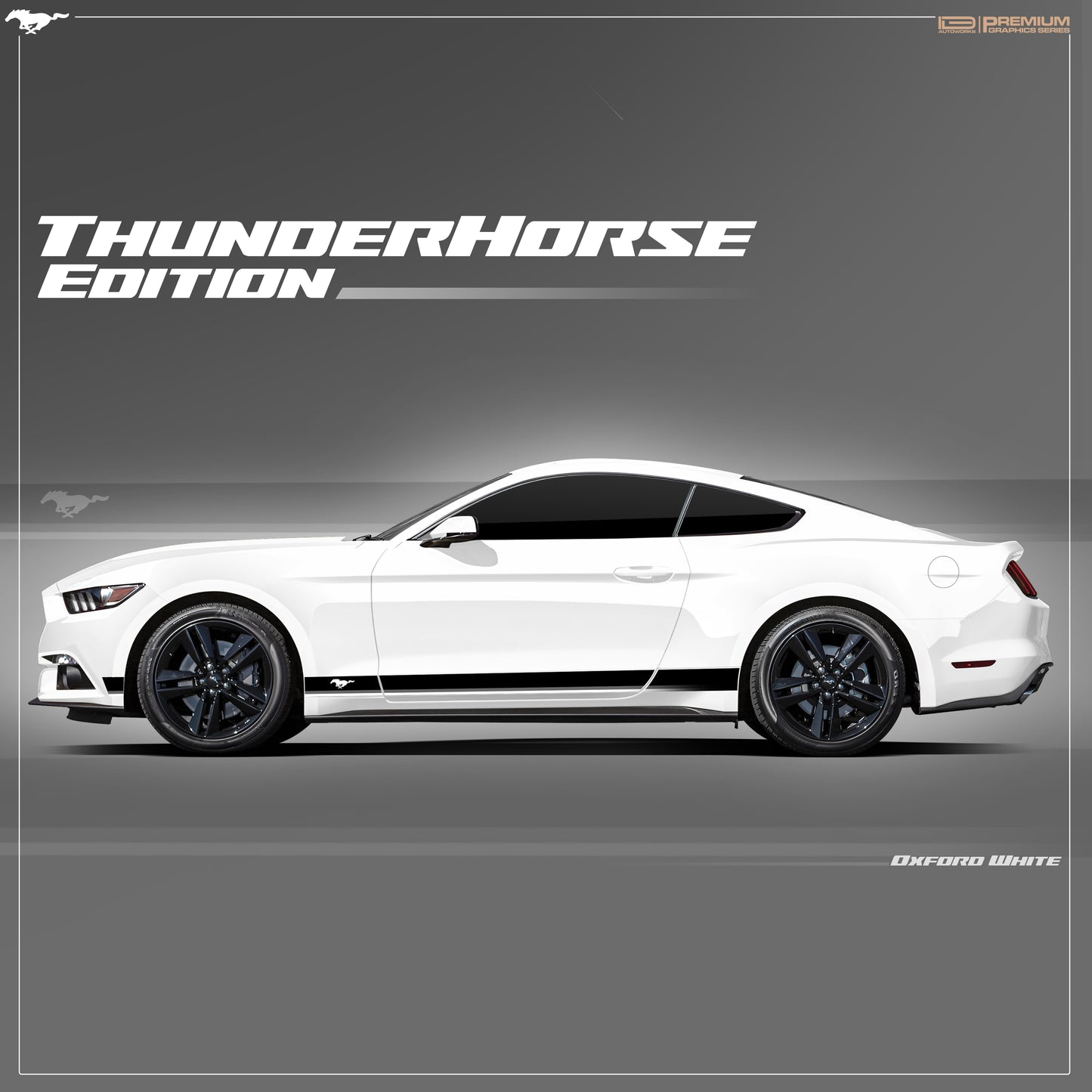 IDE PREMIUM GRAPHICS SERIES - ThunderHorse Edition Side for Ford Mustang (Oxford White)