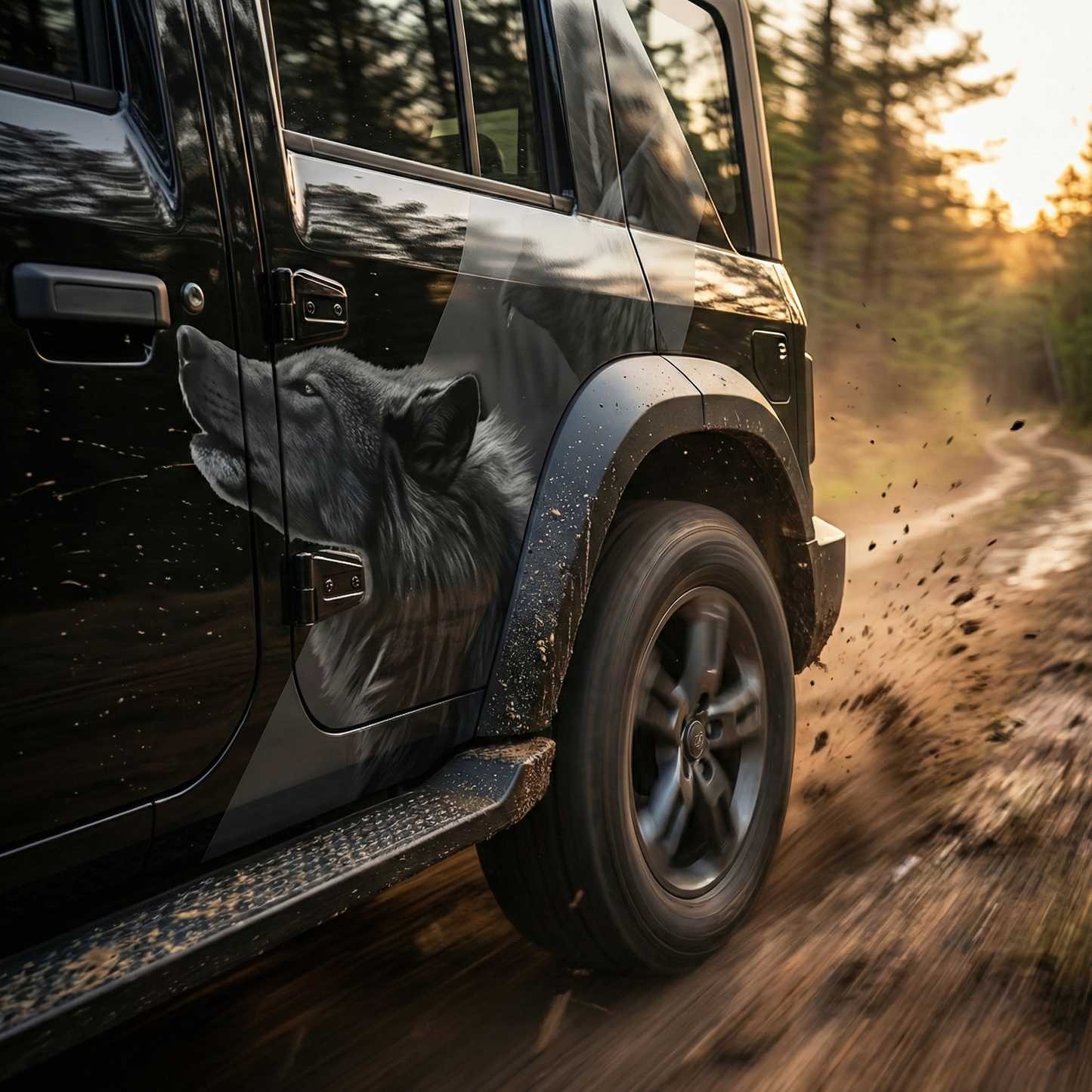 Wolf Edition Graphics for Mahindra Thar Roxx black