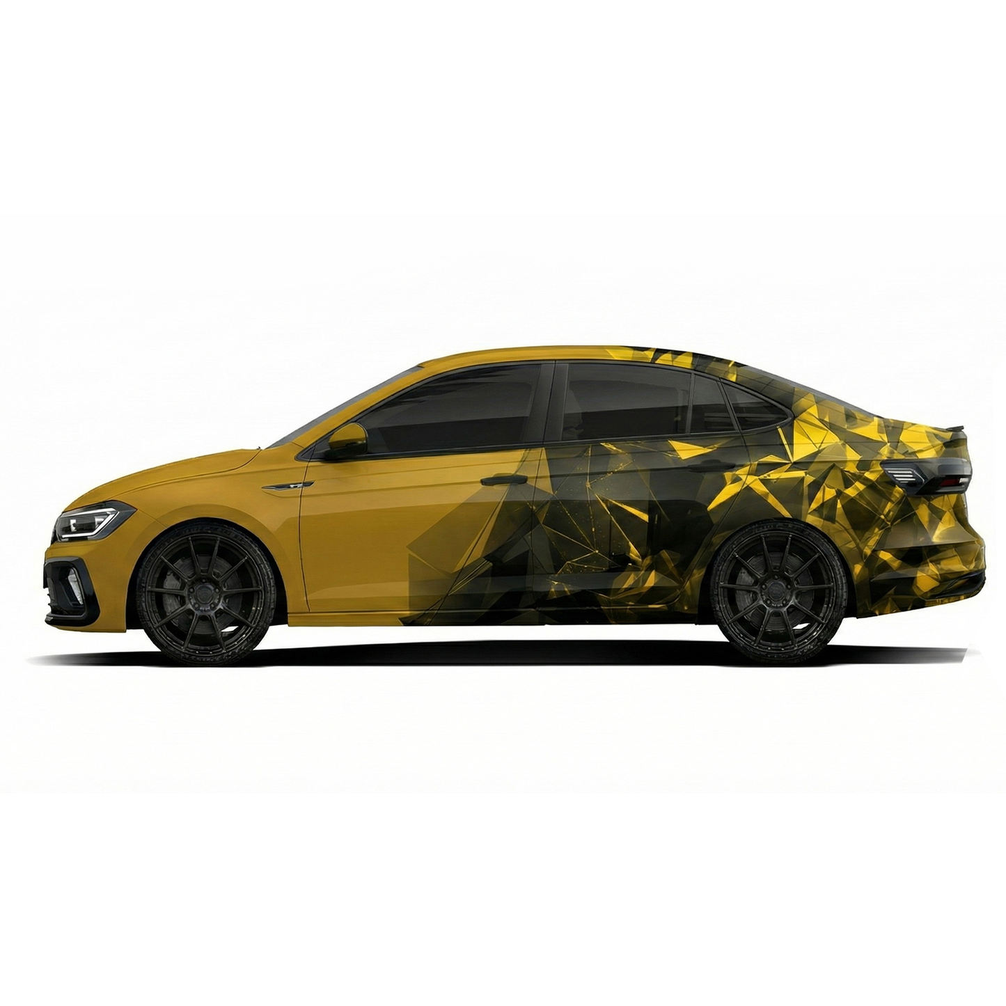 VW Virtus with IDE graphics series shatter strike edition yellow