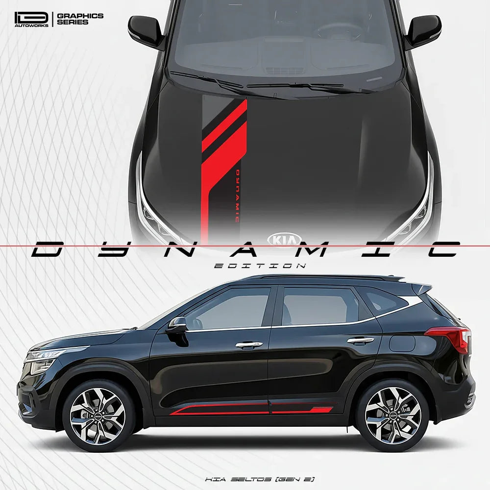 Dynamic Edition Car Graphics Kit for Kia Seltos black