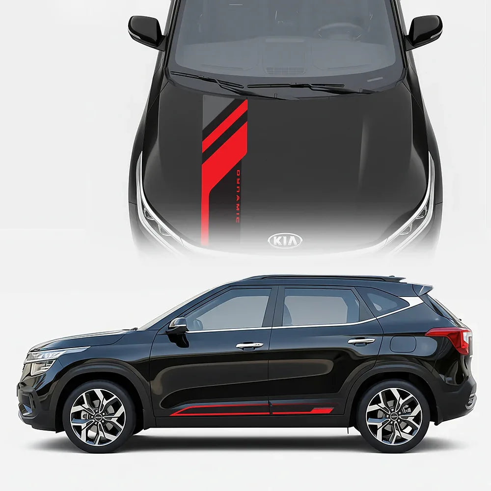 Dynamic Edition Car Graphics Kit for Kia Seltos black
