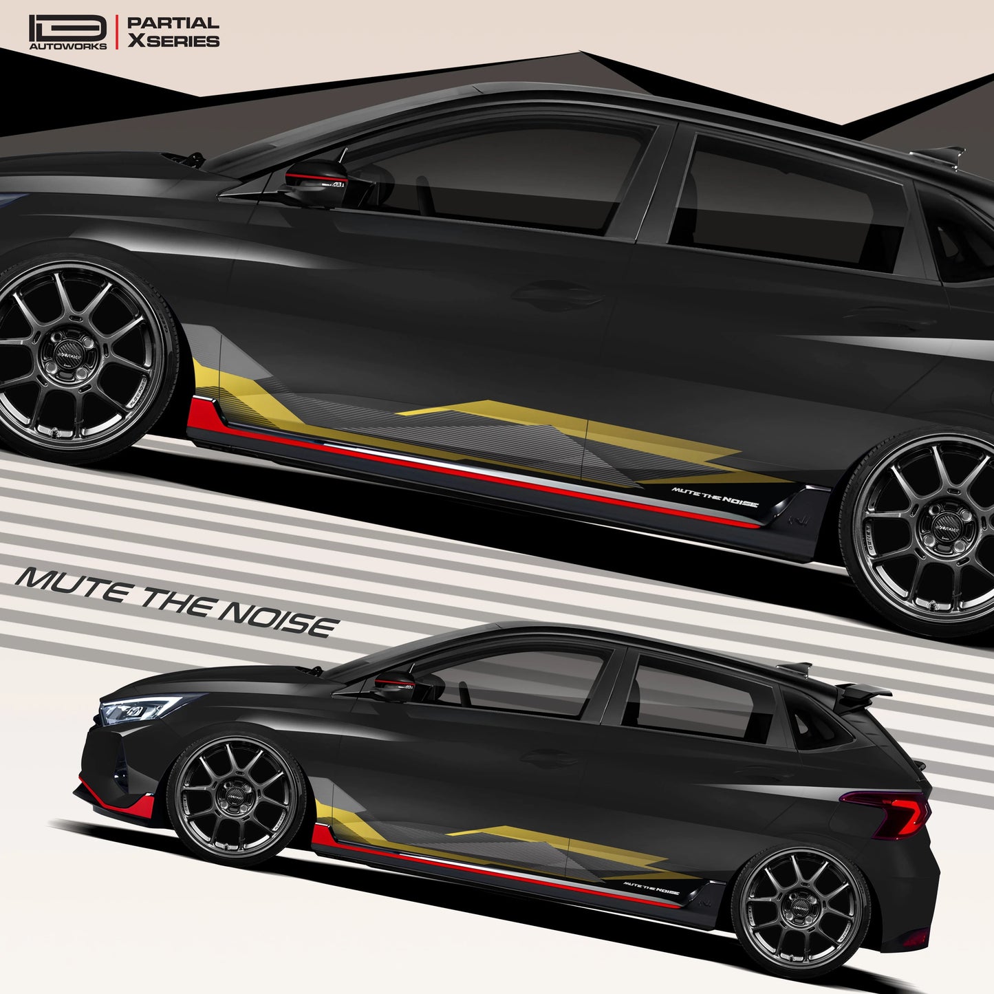 Mute The Noise Edition Graphics for Hyundai i20 black