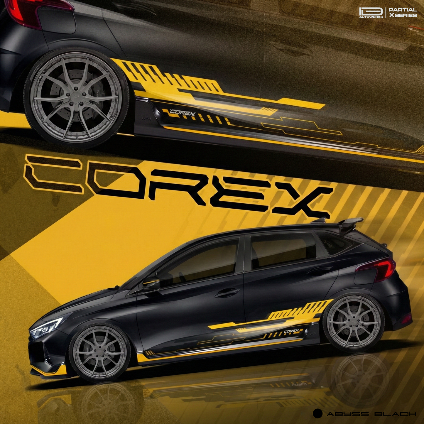 Hyundai i20 with IDE Graphics series Corex Editon Car Graphics