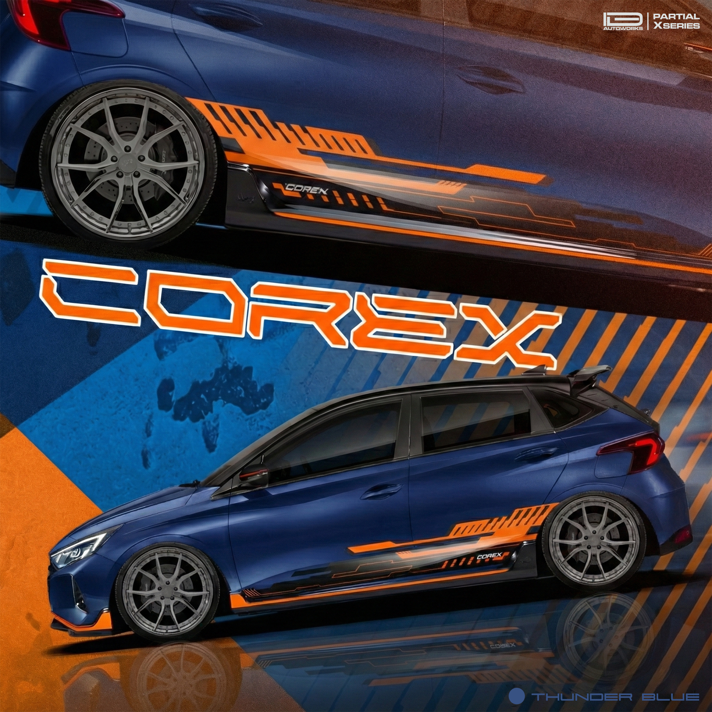 Hyundai i20 with IDE Graphics series Corex Editon Car Graphics
