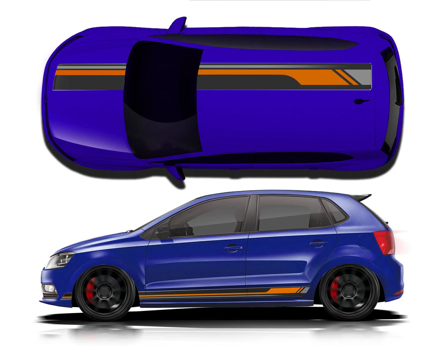 Track Edition Car Graphics Kit for VW Polo blue