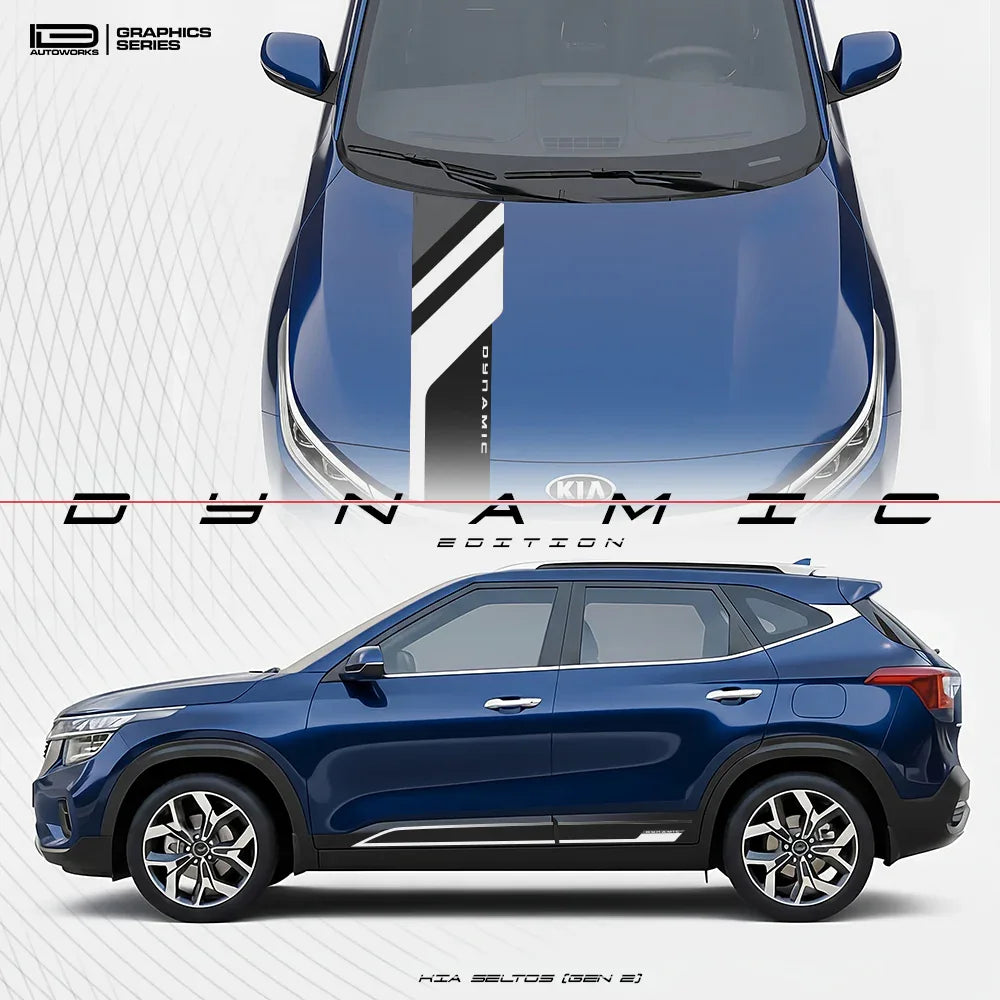 Dynamic Edition Car Graphics Kit for Kia Seltos blue
