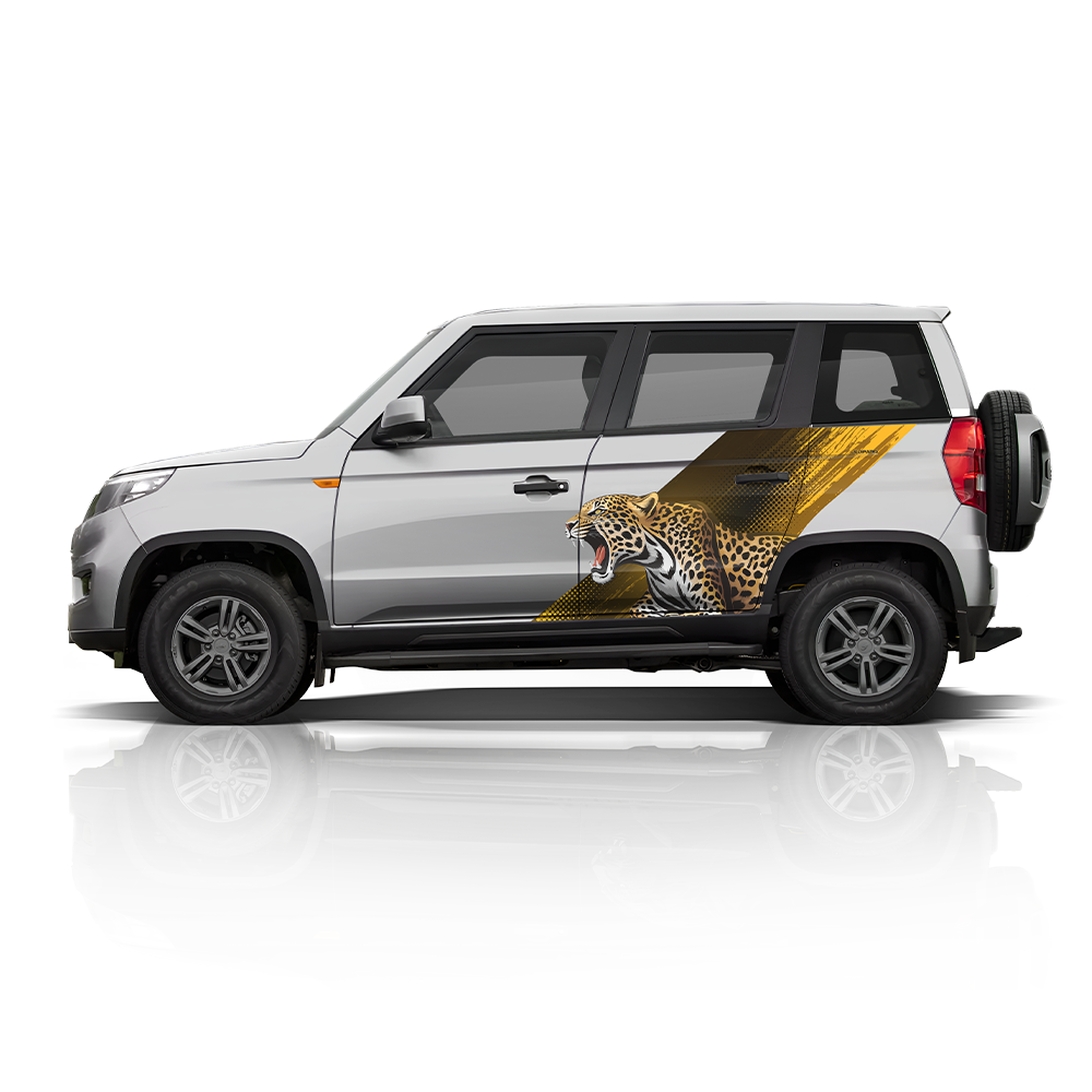 Leopard Edition partial vinyl wrap for Mahindra Bolero