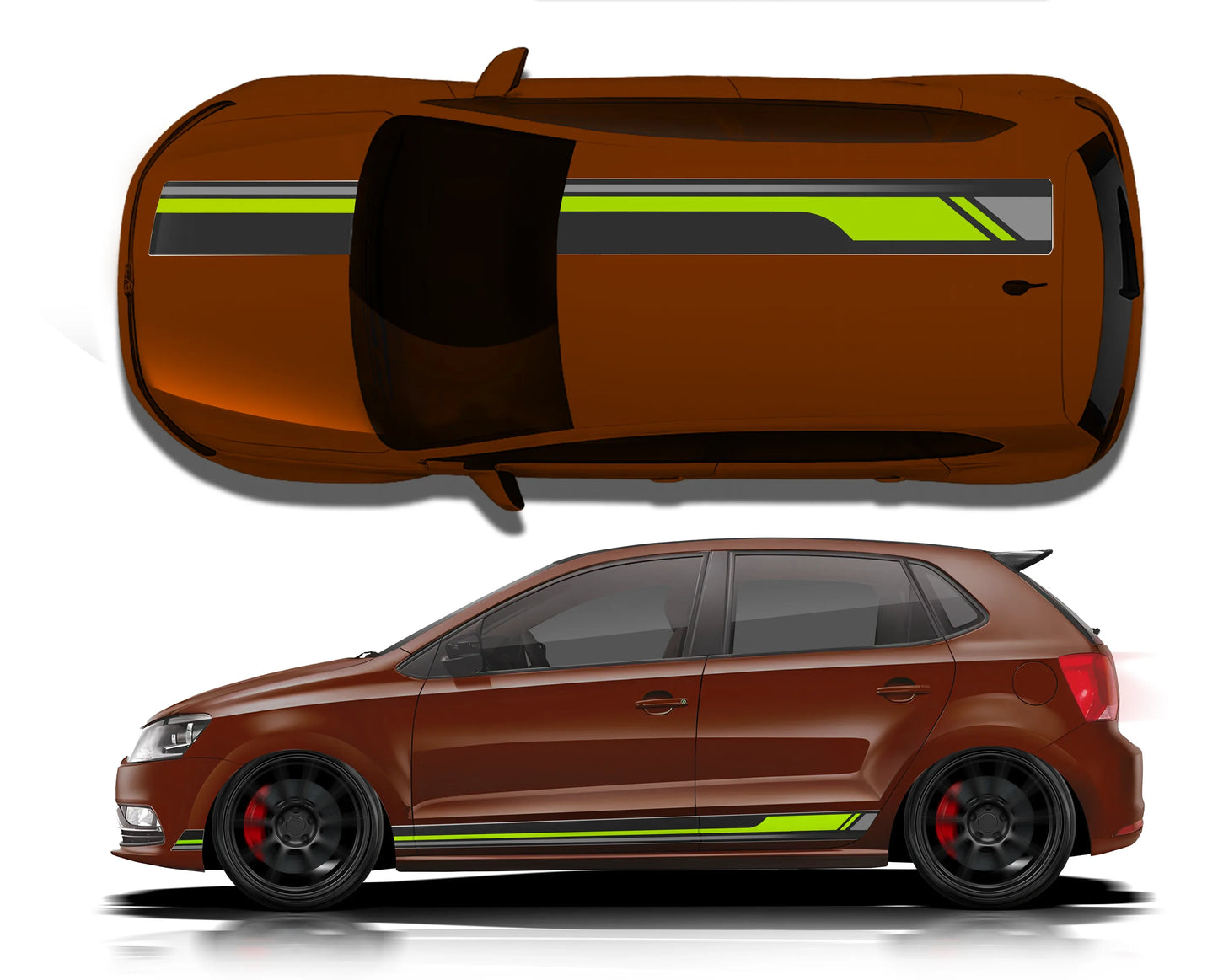 Track Edition Car Graphics Kit for VW Polo brown