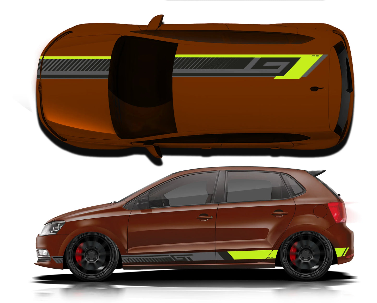 GT Edition Car Graphics Kit for VW Polo brown