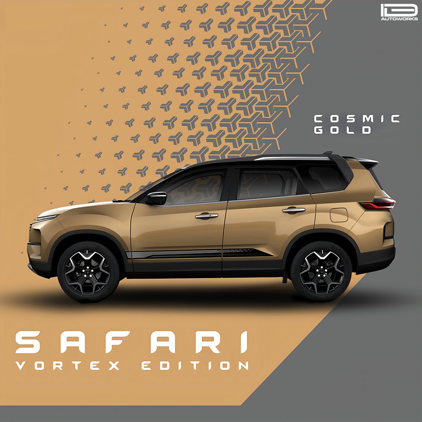IDE GRAPHICS SERIES - Vortex Edition for Tata Safari /2021-Present (Cosmic Gold)