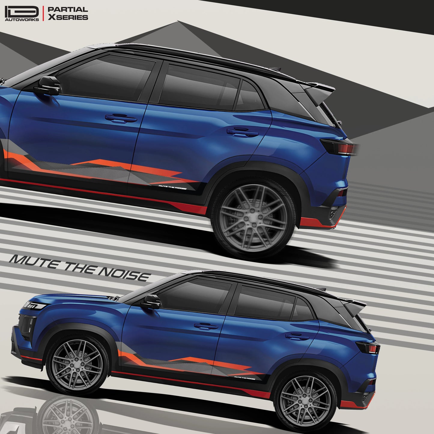 Mute The Noise Edition Graphics for Hyundai Creta blue