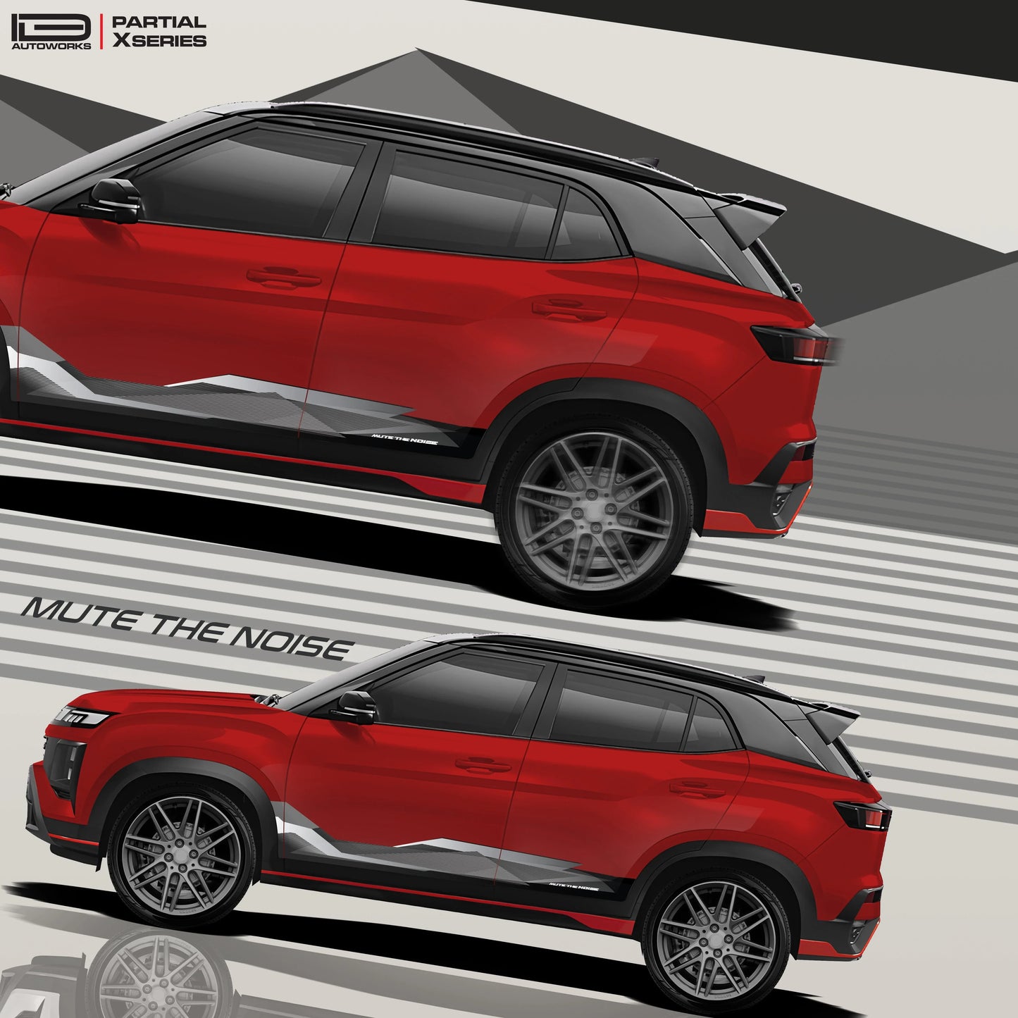 Mute The Noise Edition Graphics for Hyundai Creta red