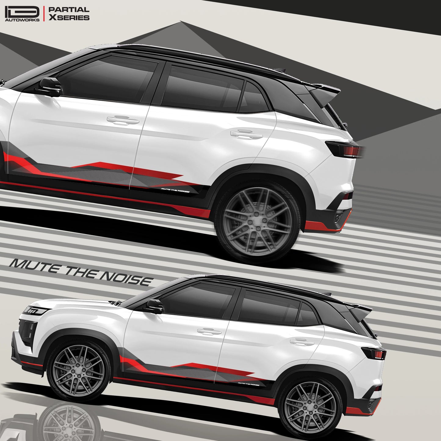 Mute The Noise Edition Graphics for Hyundai Creta white
