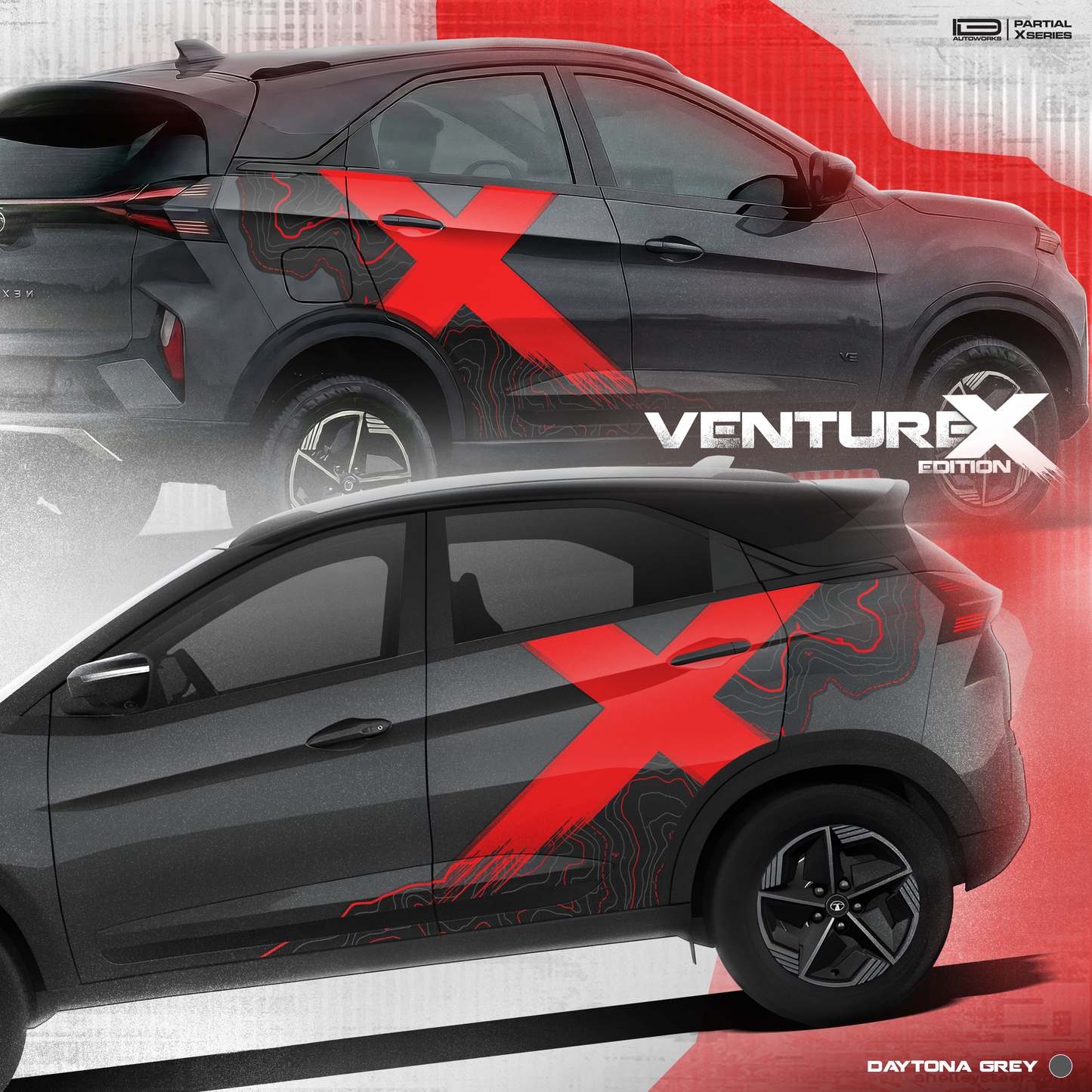 VentureX Edition Graphics for Tata Nexon Grey