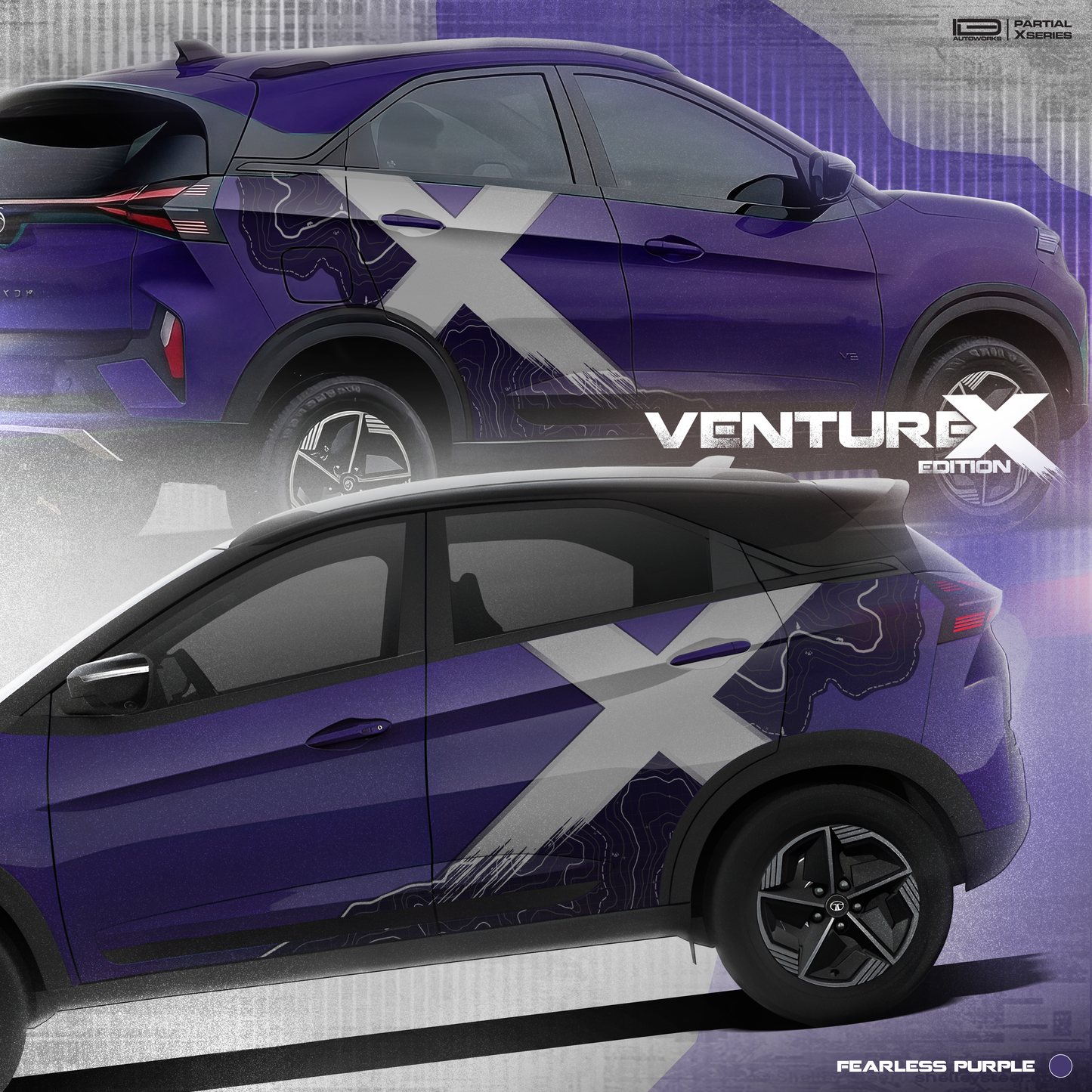 VentureX Edition Graphics for Tata Nexon Purple