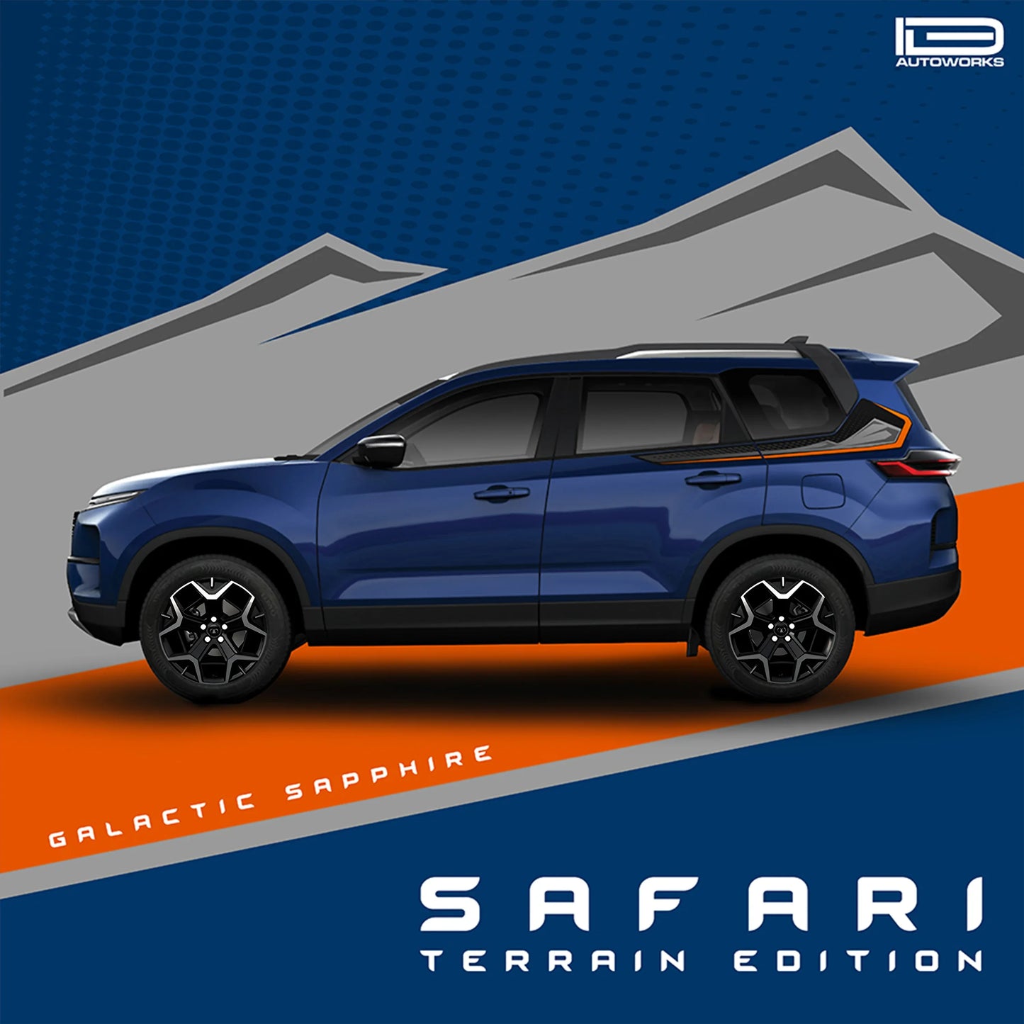 Terrain Edition Graphics for Tata Safari blue