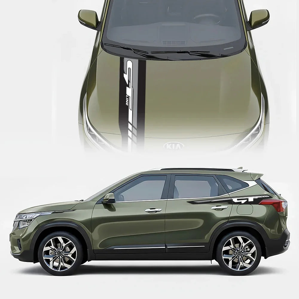 GT Edition car graphics kit on Kia Seltos - performance vinyl decals